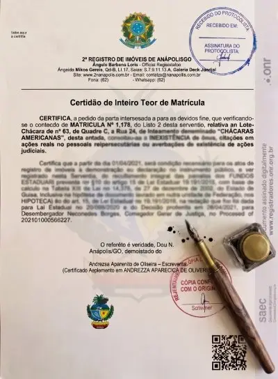 Modelo ilustrativo da certidão
